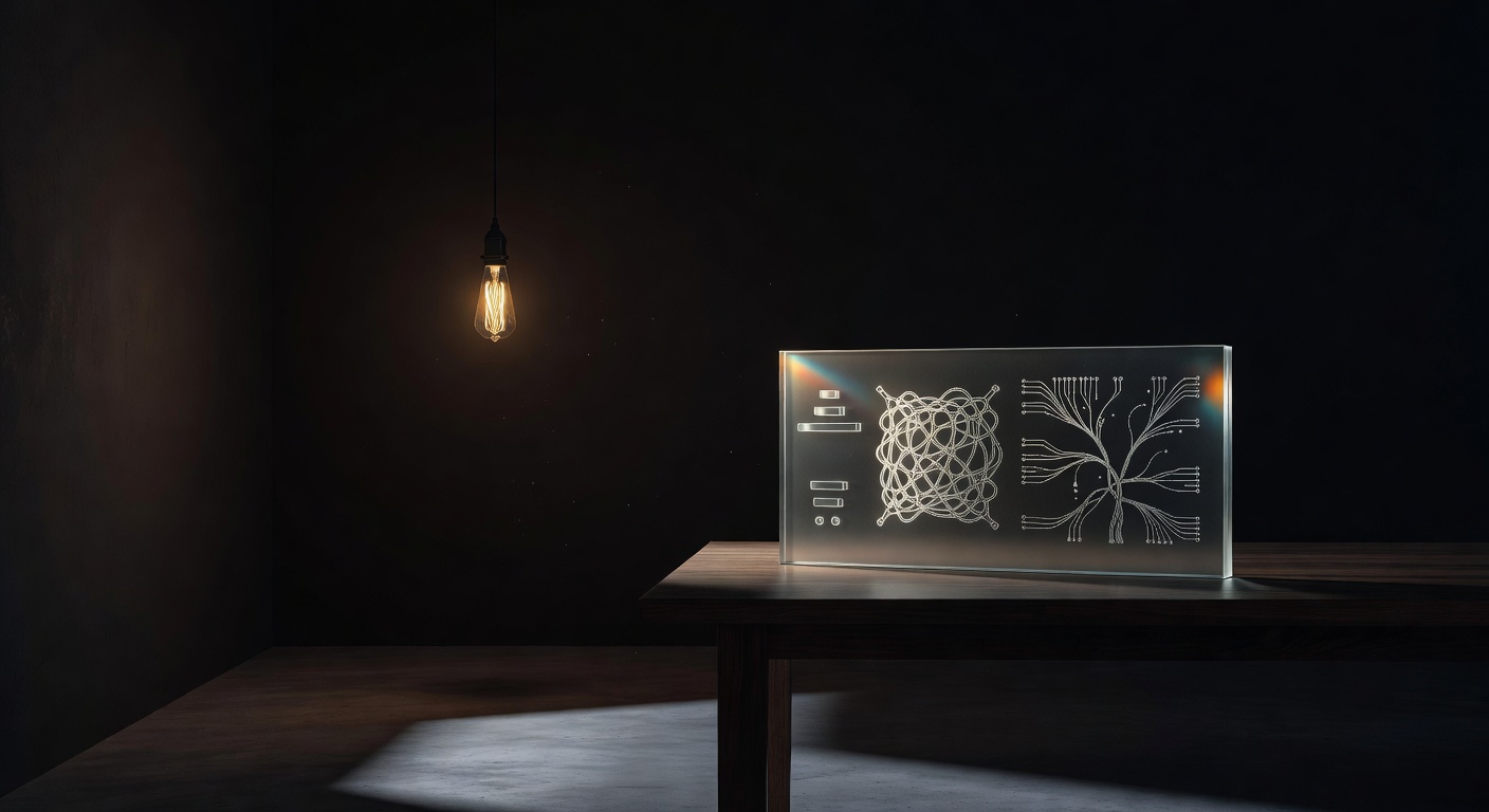 A glowing lightbulb in a dark room