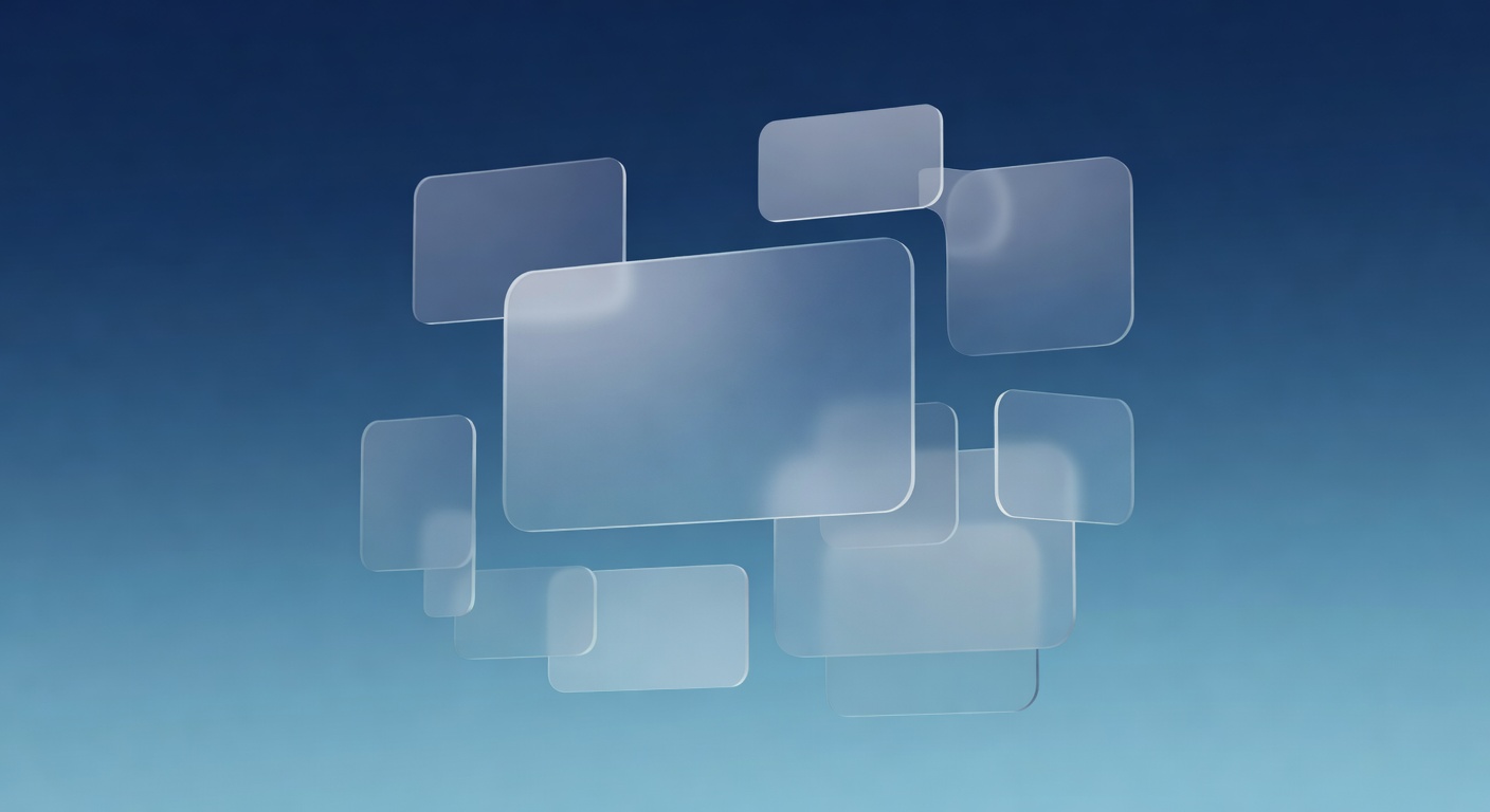 Abstract glassmorphism UI elements floating